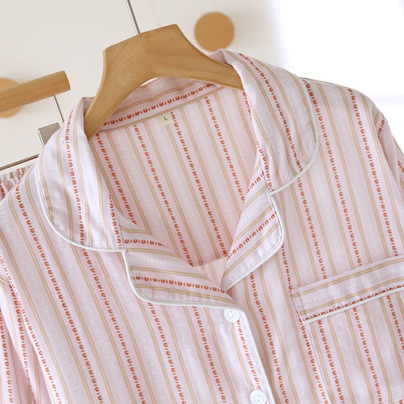Ensemble de vêtements d'intérieur assortis en gaze de coton rayée - image 15