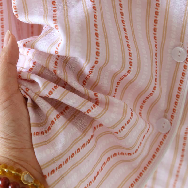 Ensemble de vêtements d'intérieur assortis en gaze de coton rayée - image 22