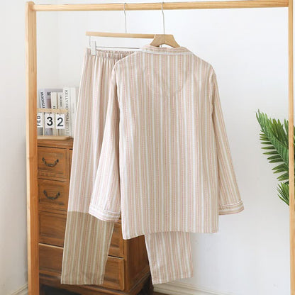 Ensemble de vêtements d'intérieur assortis en gaze de coton rayée - image 9