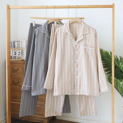Ensemble de vêtements d'intérieur assortis en gaze de coton rayée - image 2
