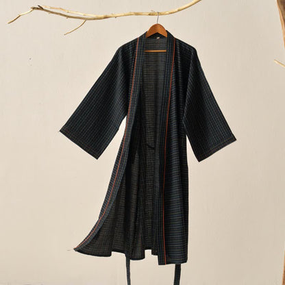 Robe kimono yukata à carreaux en coton biologique - 2XL - image 0