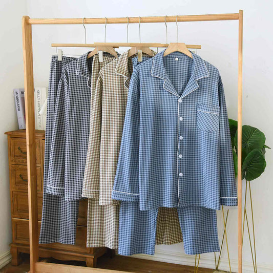 Ensemble de vêtements d'intérieur unisexe classique à carreaux - image 0