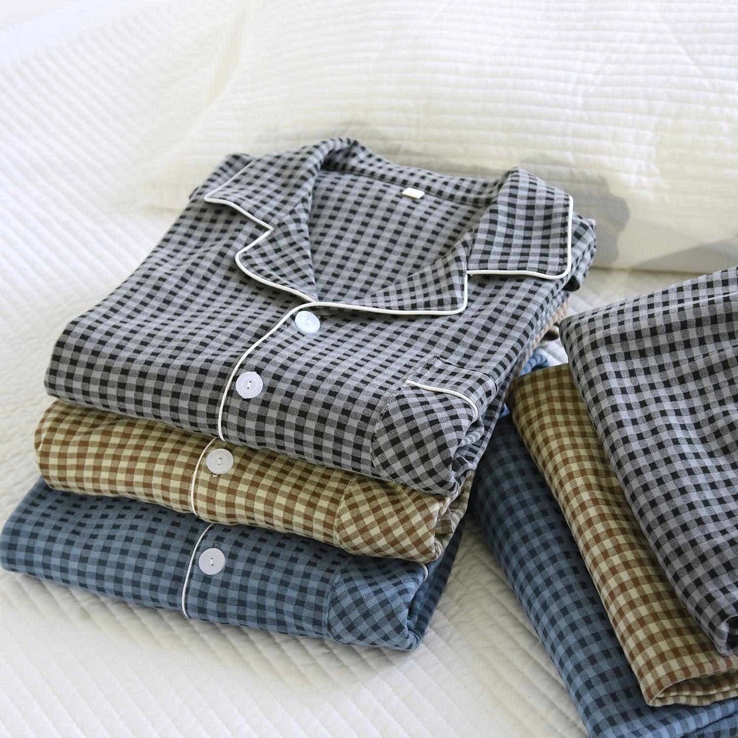 Ensemble de vêtements d'intérieur unisexe classique à carreaux - image 2