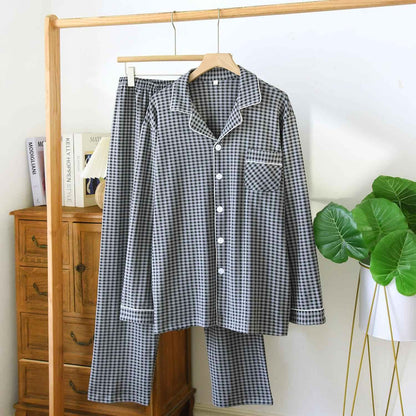 Ensemble de vêtements d'intérieur unisexe classique à carreaux - Gris - XL - image 5
