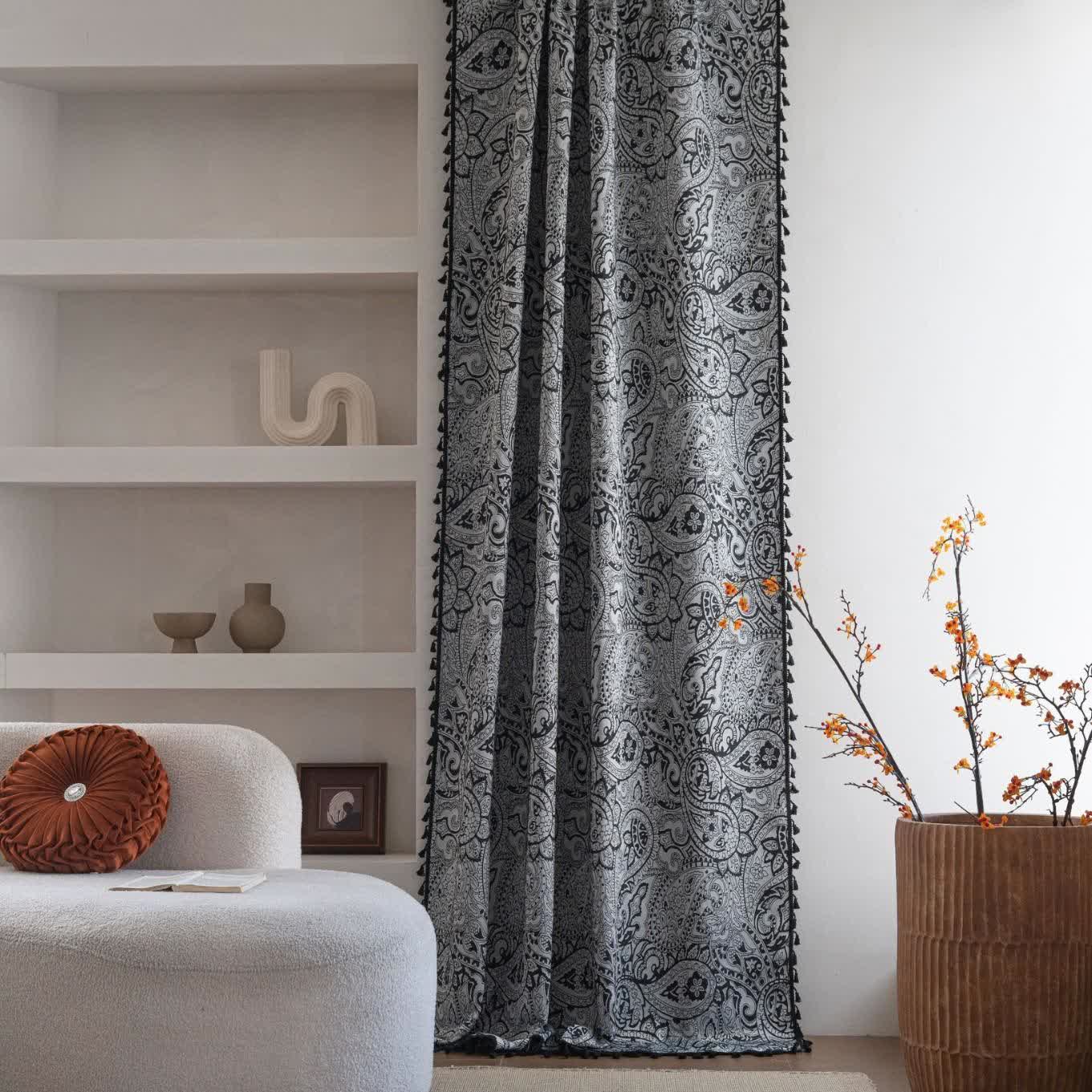 Rideau jacquard de style ethnique à motif cachemire - image 6