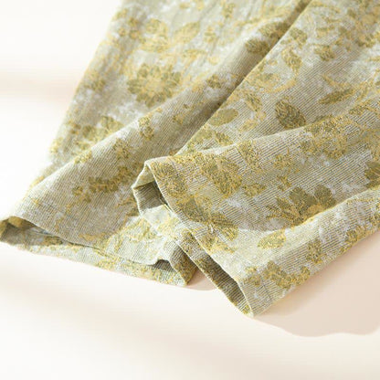 Ensemble de vêtements d'intérieur en gaze de coton à motifs de feuilles pastorales - image 11