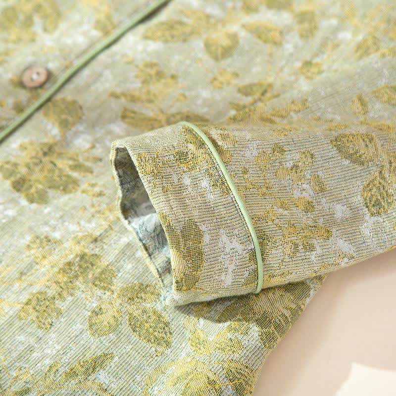 Ensemble de vêtements d'intérieur en gaze de coton à motifs de feuilles pastorales - image 8