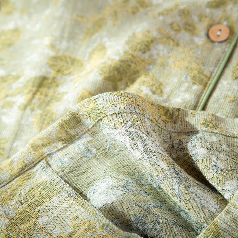 Ensemble de vêtements d'intérieur en gaze de coton à motifs de feuilles pastorales - image 9