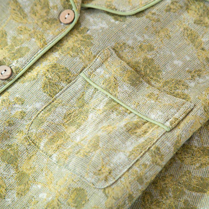Ensemble de vêtements d'intérieur en gaze de coton à motifs de feuilles pastorales - image 5