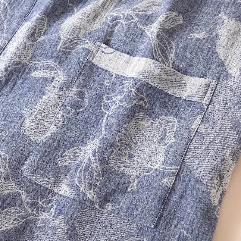 Peignoir kimono en coton et lin à motif floral - image 4