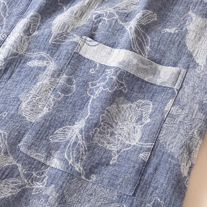 Peignoir kimono en coton et lin à motif floral - image 4
