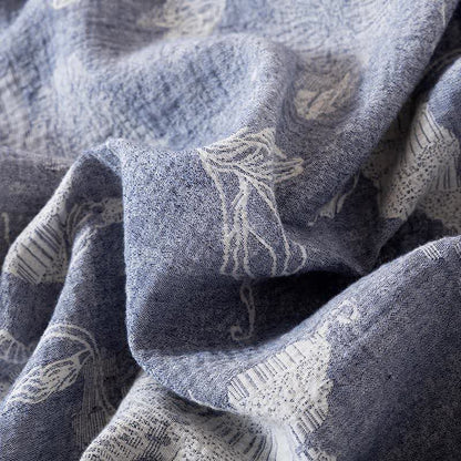 Peignoir kimono en coton et lin à motif floral - image 6