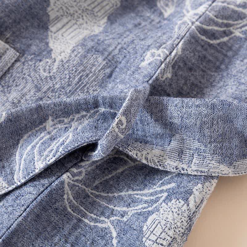 Peignoir kimono en coton et lin à motif floral - image 7
