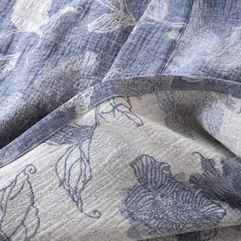 Peignoir kimono en coton et lin à motif floral - image 8