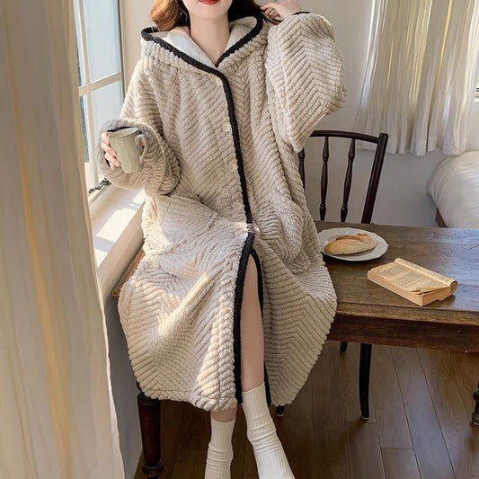 Peignoir en peluche avec capuche et boutons - XXL - image 0