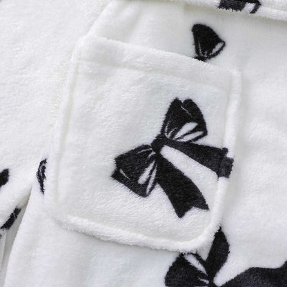 Peignoir en peluche noir avec motif nœud - image 5