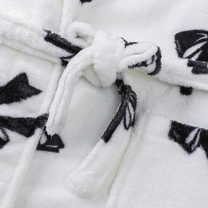 Peignoir en peluche noir avec motif nœud - image 3