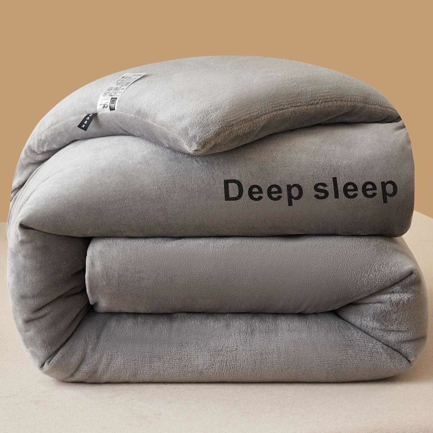 Couverture en peluche moelleuse et chaude avec imprimé lettre - Gris clair - 220 cm x 240 cm - image 20