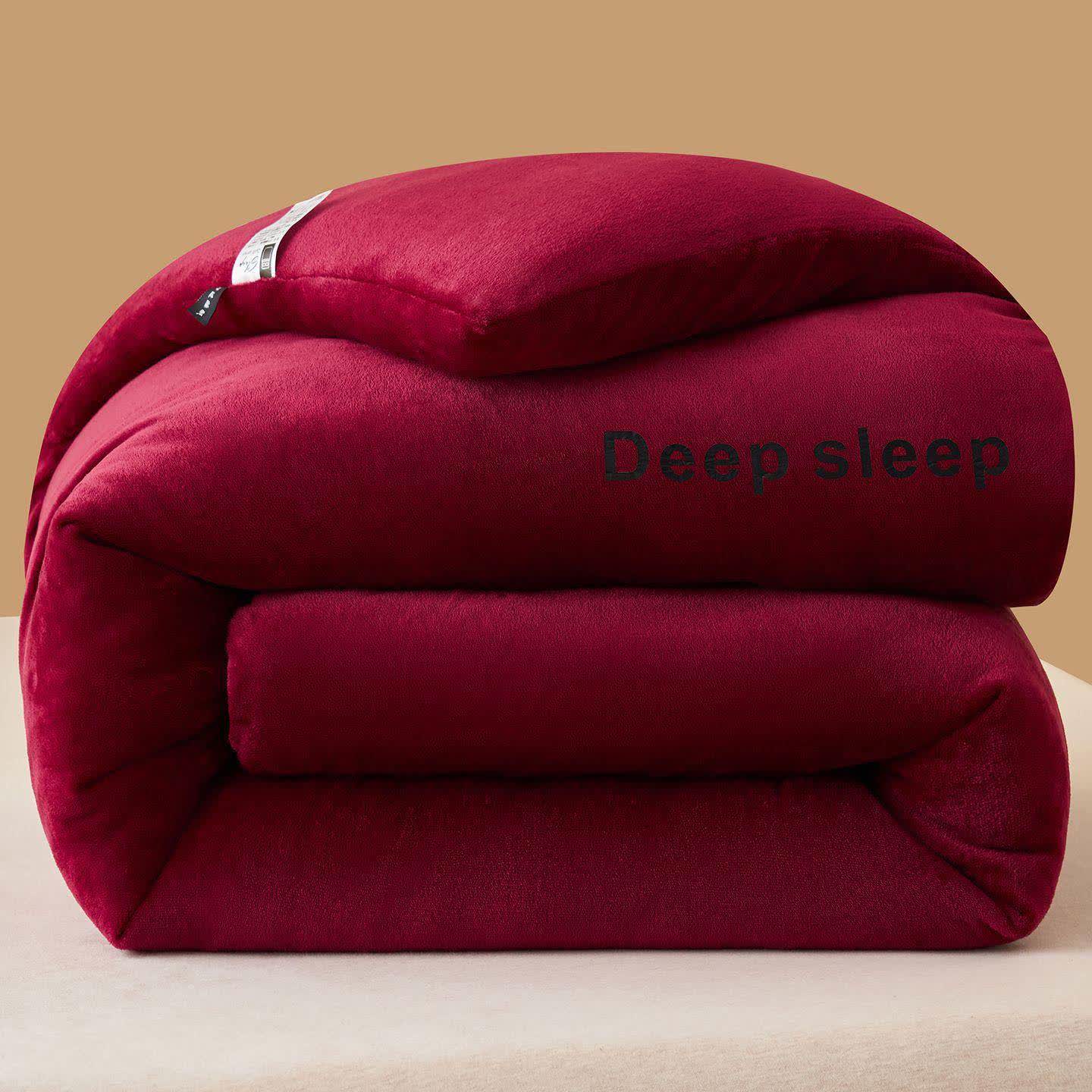 Couverture en peluche moelleuse et chaude avec imprimé lettre - Vin - 220 cm x 240 cm - image 14