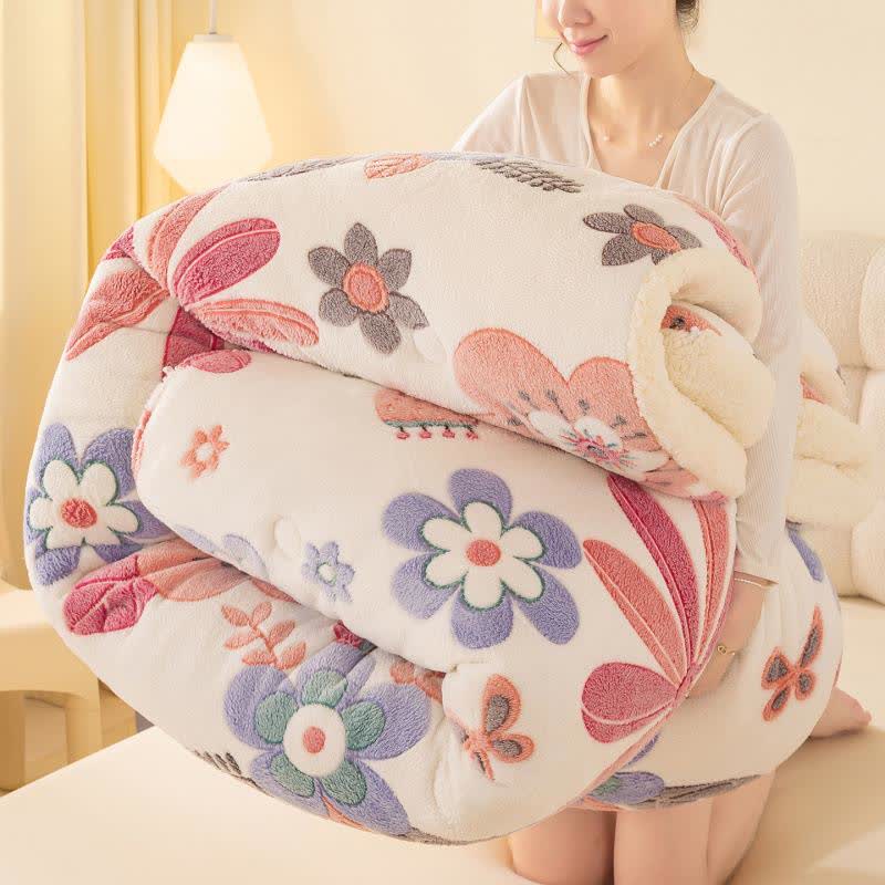 Couverture chaude en peluche Sherpa colorée avec motif floral - image 2