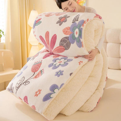 Couverture chaude en peluche Sherpa colorée avec motif floral - image 3