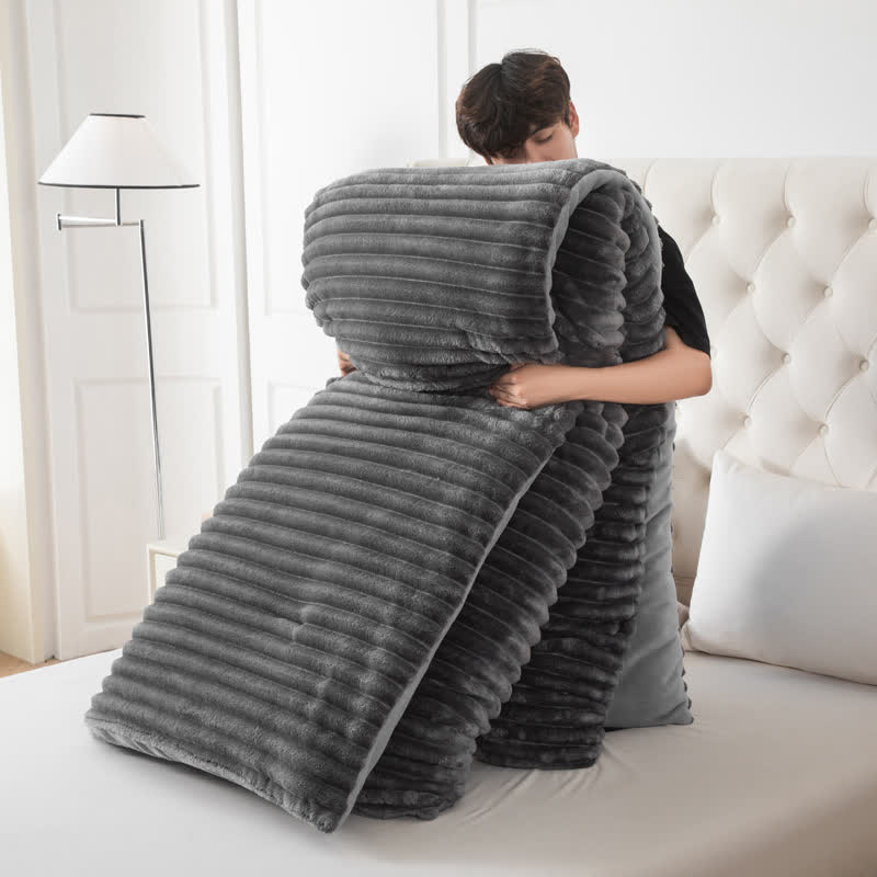 Couverture en peluche côtelée unie - gris foncé - 229 cm x 264 cm - image 35