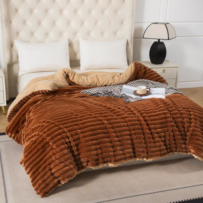Couverture en peluche côtelée unie - image 12