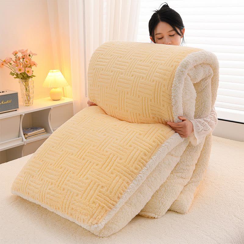 Couverture Sherpa texturée à rayures géométriques - Jaune - 200 cm x 230 cm - image 5