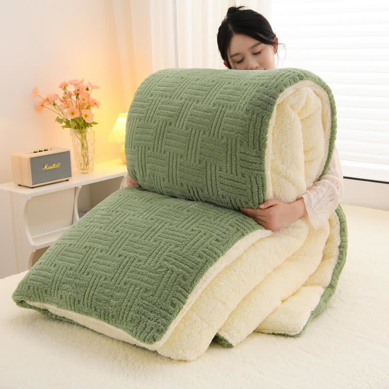 Couverture Sherpa texturée à rayures géométriques - Vert - 200 cm x 230 cm - image 8