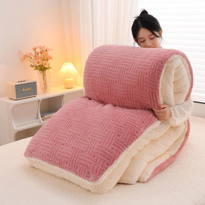 Couverture Sherpa texturée à rayures géométriques - Rose - 200 cm x 230 cm - image 4