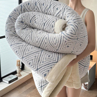 Couverture Sherpa avec motif géométrique en losange et motif jacquard - Bleu - 2 taies d'oreiller - 48 cm x 74 cm - image 18