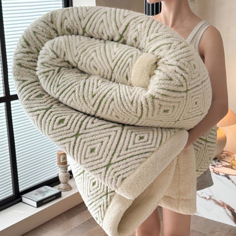 Couverture Sherpa avec motif géométrique en losange et motif jacquard - Vert - 2 taies d'oreiller - 48 cm x 74 cm - image 20