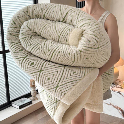 Couverture Sherpa avec motif géométrique en losange et motif jacquard - Vert - 2 taies d'oreiller - 48 cm x 74 cm - image 20