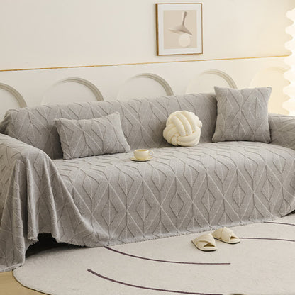 Couverture de canapé simple avec structure en losange - Gris - 180 cm x 340 cm - image 2
