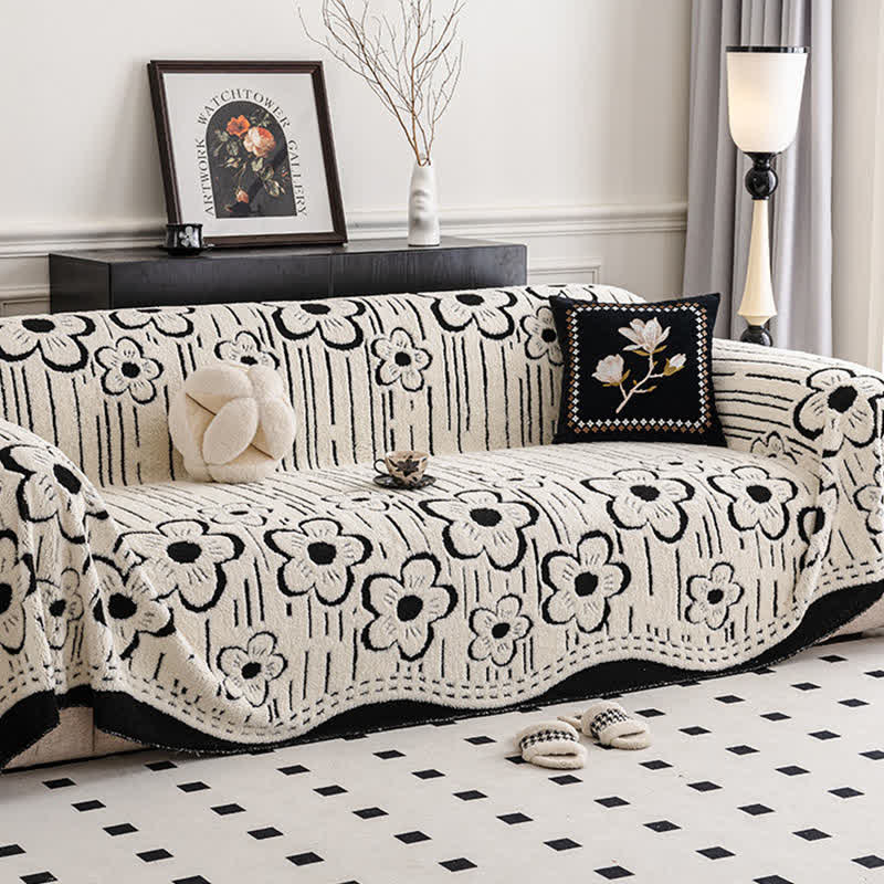 Couverture de canapé en peluche à motif floral - image 1