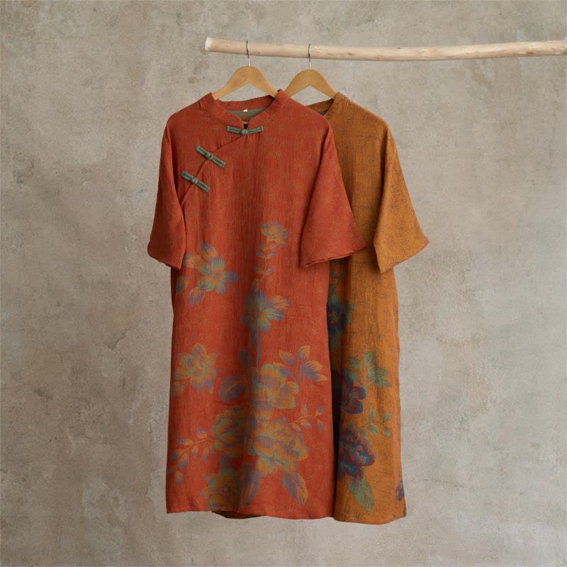 Chemise de nuit vintage en gaze de coton à fleurs de pêcher - image 0
