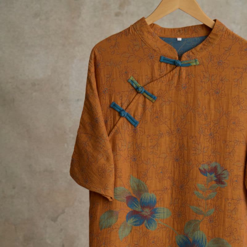 Chemise de nuit vintage en gaze de coton à fleurs de pêcher - image 3