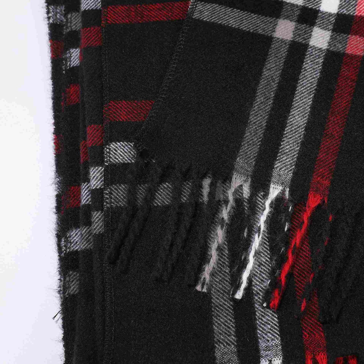 Cape châle classique avec pompon et motif à carreaux - image 3