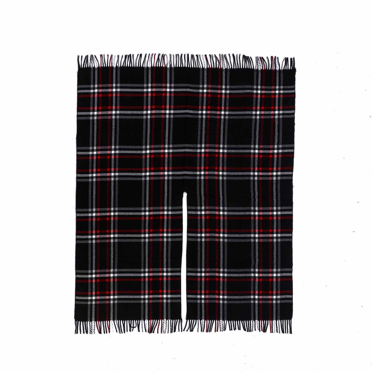 Cape châle classique avec pompon et motif à carreaux - image 2