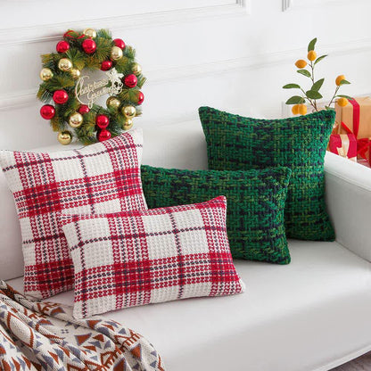 Housse de coussin jacquard à carreaux moderne - image 0