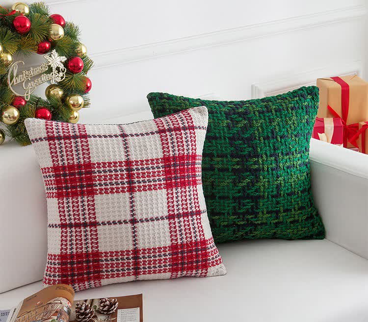 Housse de coussin jacquard à carreaux moderne - image 3
