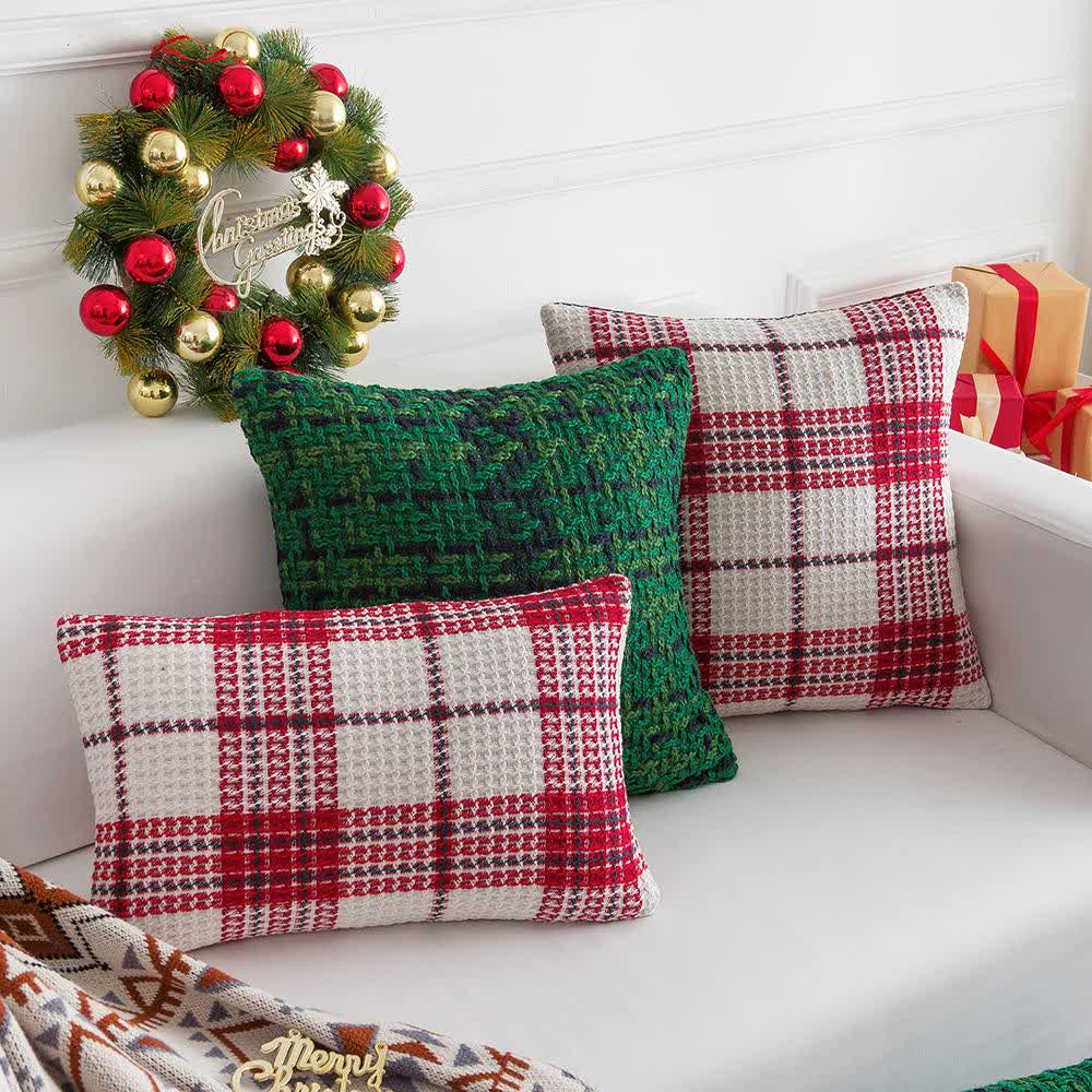 Housse de coussin jacquard à carreaux moderne - image 2