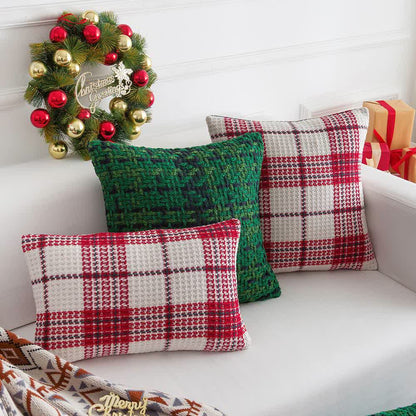 Housse de coussin jacquard à carreaux moderne - image 2