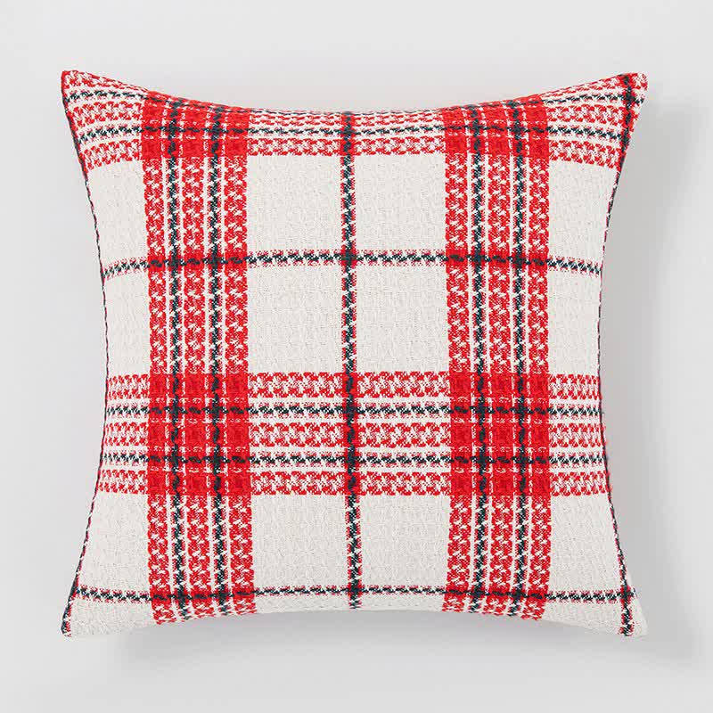 Housse de coussin jacquard à carreaux rouges et blancs - image 2