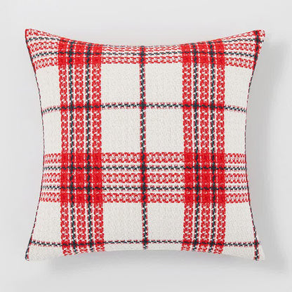 Housse de coussin jacquard à carreaux rouges et blancs - image 2