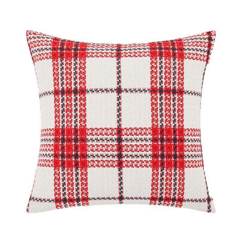 Housse de coussin jacquard à carreaux rouges et blancs - image 5