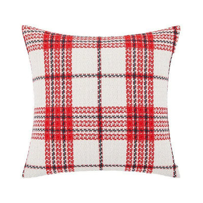 Housse de coussin jacquard à carreaux rouges et blancs - image 5