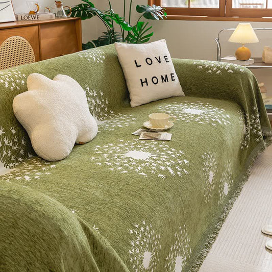 Couverture de canapé en chenille avec motif feu d'artifice - Vert - 180 cm x 340 cm - image 0