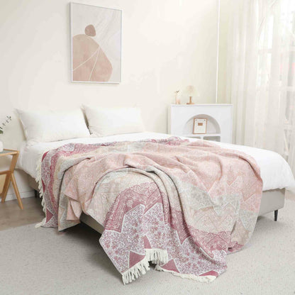 Couette en gaze de coton naturel à motif ethnique - image 1