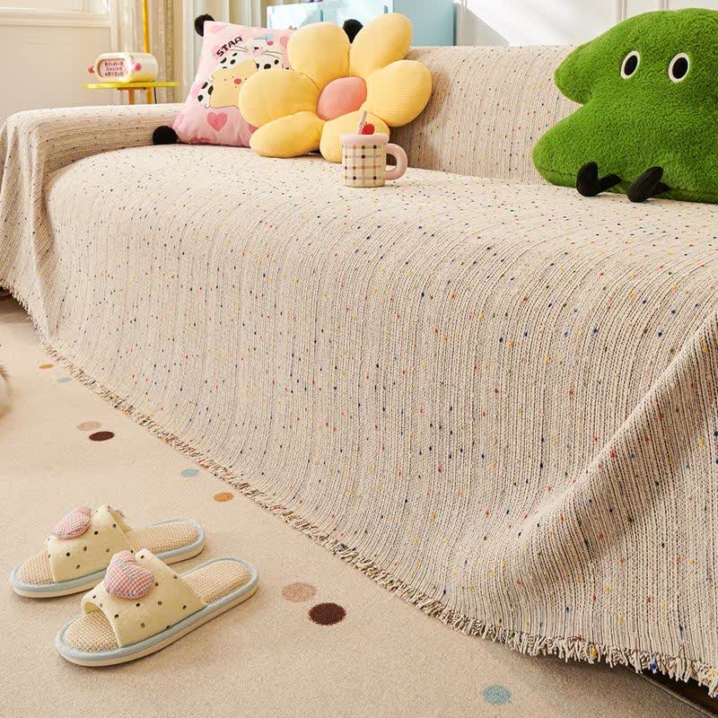 Housse de canapé en chenille à pois colorés - image 3